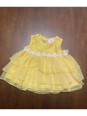 Baby Girl Yellow Floral Peplum Top Tulle Blouse
